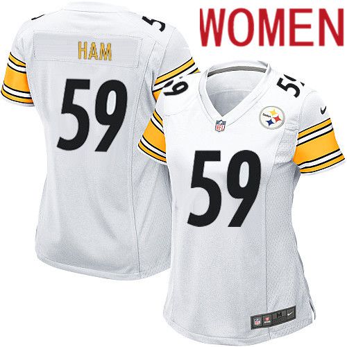 Women Pittsburgh Steelers 59 Jack Ham Nike White Game NFL Jersey